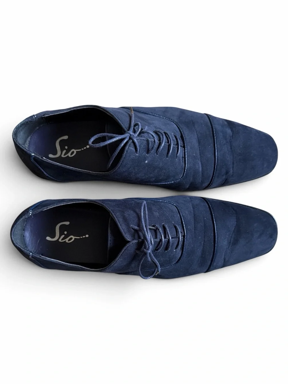 Sio Men’s Size 13 Blue Faux Suede Cap-Toe Oxford Dress Shoes Classic Lace-Up
